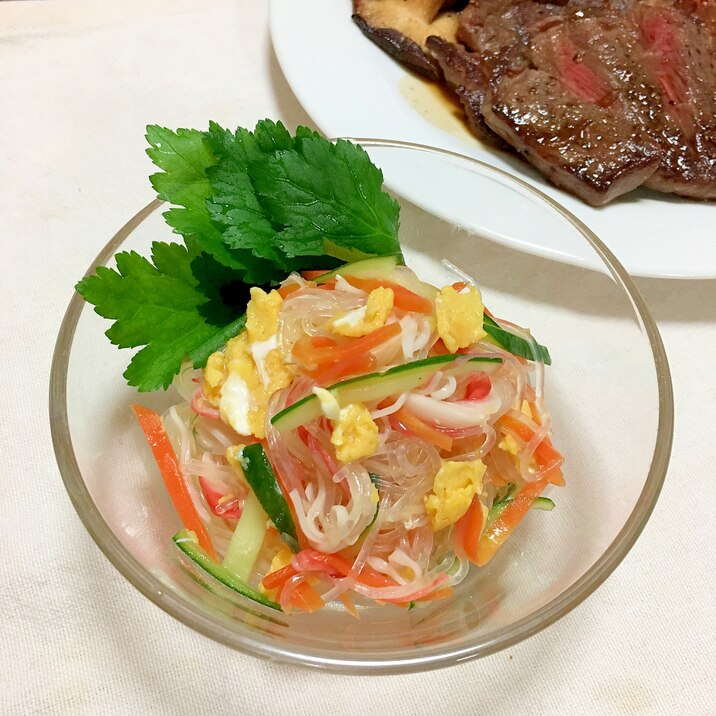 タイ風ドレで和えるだけカニカマ胡瓜卵の春雨サラダ♡